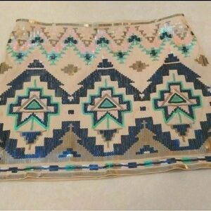 Express Multicolor Sequin Mini Skirt